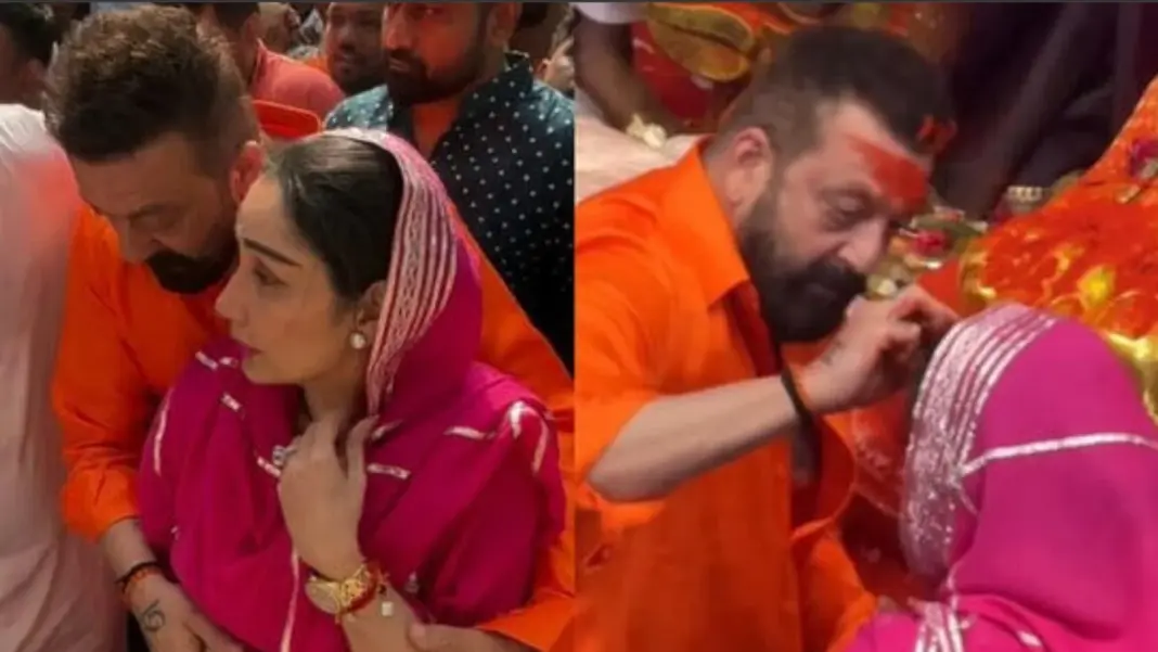 Sanjay Dutt and Maanayata Dutt at Lalbaugcha Raja during Ganeshotsav