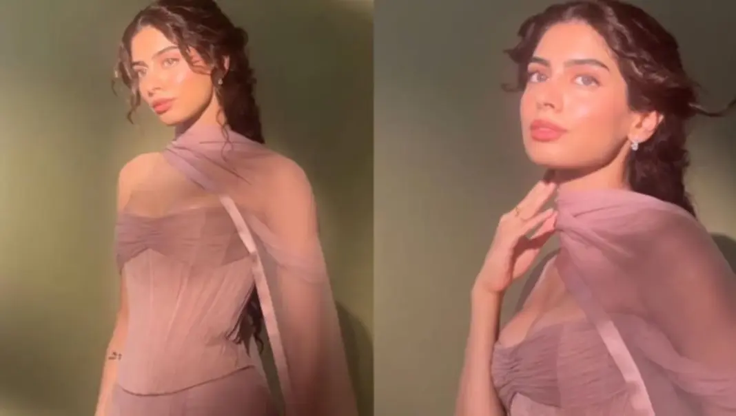 Khushi Kapoor Dusty Pink Soft Girl Glam Look