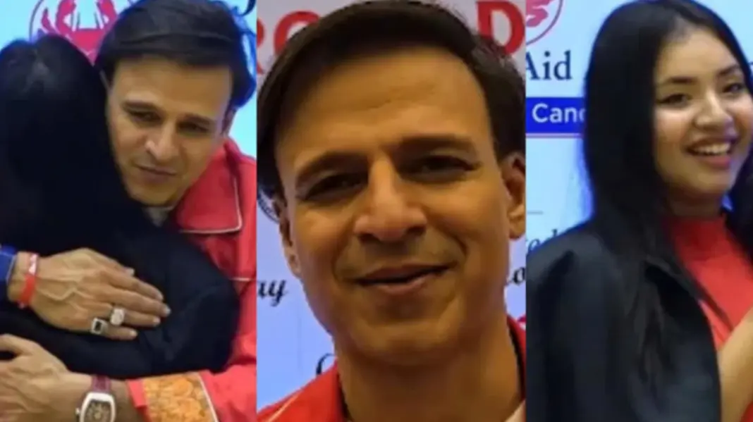 Vivek Oberoi with Sahara Shah at Cancer Rose Day event