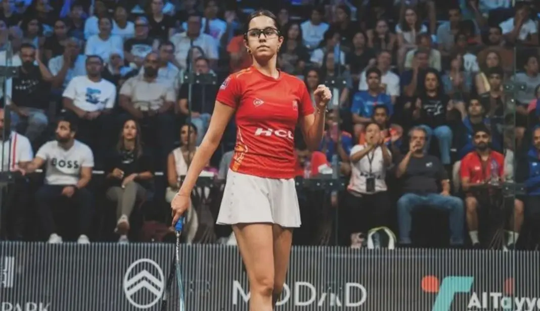 Anahat Singh celebrates after reaching the Asian Games squash final