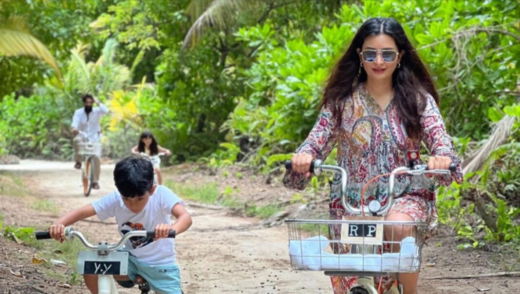 Yash and Radhika Pandit enjoy a family beach holiday with their children