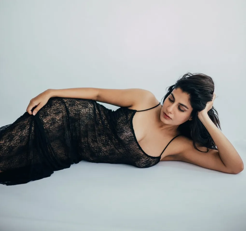 Shreya Dhanwanthary Black Lace Studio Look